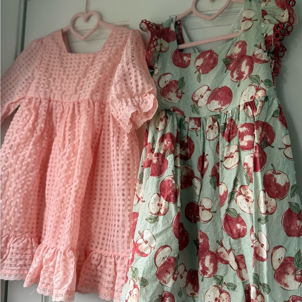 Cynthia Rowley Pink and Apple Print Kids Dresses